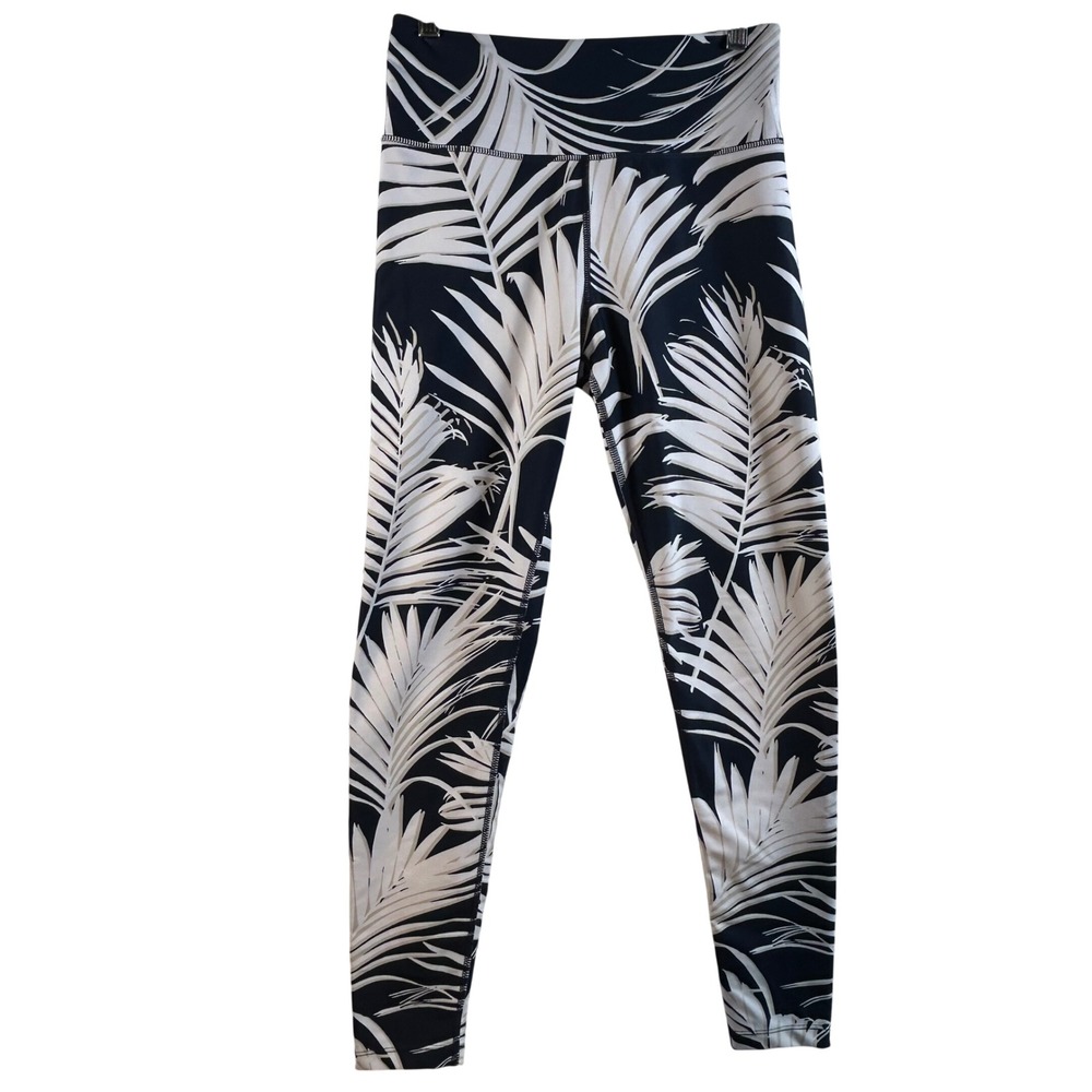 SOUL Palm Leaf Print Leggings Black White Athletic Activewear Pants Size S